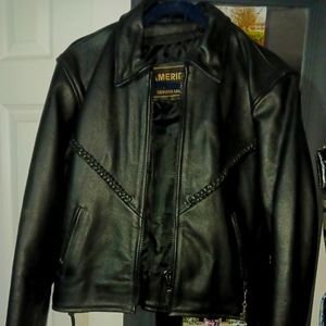 Leather jacket and chaps